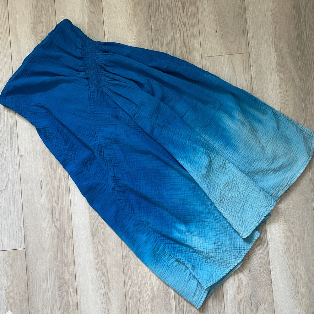 Atelier Delphine Dress organic cotton gauze ombre strapless womens Blue (medium)